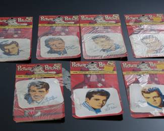 Lot of 7 1950s-60s Vintage Picture Iron-On Patches&nbsp;of Hollywood Stars in Original Packaging 	7.25x3.75in	196238
