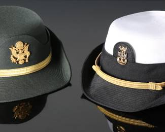 Lot of 2 US Navy/Army Women’s Military Hats 	White: 22 1/2 Green: 21 1/2	199142
