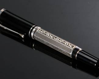 MONTBLANC 1999 Marcel Proust Writers Limited Edition Fountain Pen 28654 F 14k Gold NIB In Box	Pen with Cap: 135mm long x 14.5mm diameter<BR>Box: 7.25x4.375x1.75in 	199161
