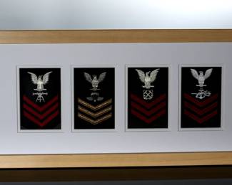 4 Branch US Military High Rank Patches Framed 	Frame: 14x30x0.75in	199075

