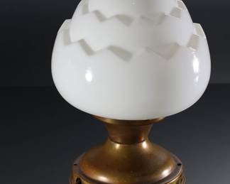 Art Deco Milk Glass Sawtooth 3-Tier Lamp Light Fixture 	12in H x 8in Diameter 	196224
