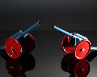 Lot of 2 Vintage Pressed Steel Canons 	7x5x14.5in	196152
