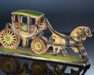 Vintage Horse Drawn Carriage Plaster Lamp Night Light	9.5x20x5in	196230
