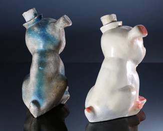 Lot of 2 Vintage Carnival Chalkware Bonzo Bulldog in Derby Hat	11x4.5x7in	196168
