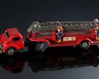 1950s Vintage Japan Tin Friction Aerial Ladder Fire Engine Truck	3x2x11in	196154

