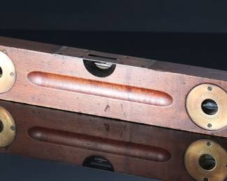 Antique 24in Stanley No 30 Level Brass & Wood  	24x 3.1x1.35in	199024
