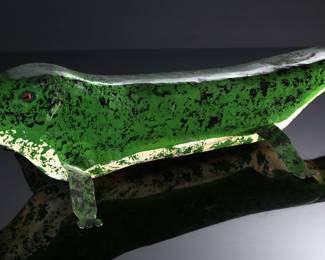 3ft Jim Lewis Folk Art Carved Wood Alligator 1990 Carving 	6x9.25x36in	196042
