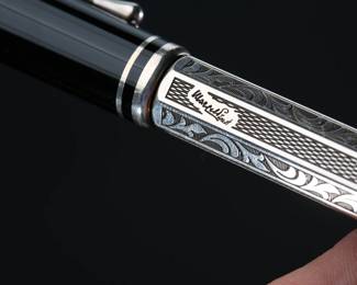 MONTBLANC 1999 Marcel Proust Writers Limited Edition Fountain Pen 28654 F 14k Gold NIB In Box	Pen with Cap: 135mm long x 14.5mm diameter<BR>Box: 7.25x4.375x1.75in 	199161
