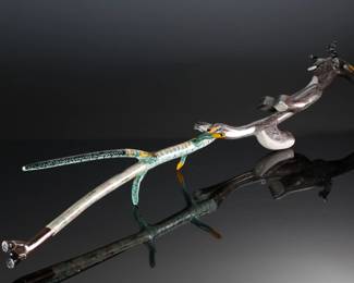 Tim Lewis Folk Art Jackalope/Lizard Walking Stick Carved Wood Cane	35.5x4.5x6in	196044
