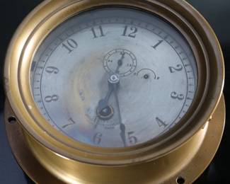 Antique Crosby Steam Gauge & Valve Co. Boston Brass Ship Clock Nautical Marine	Clock Bezel: 6.25in<BR>Total: 6.7in Diameter x 2.45in Deep	199017
