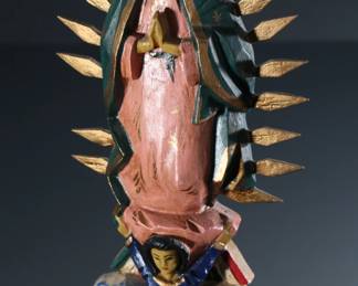Vintage Mexican Carved Wood Religious Sculpture Our Lady of Guadalupe #2	11.75x5x2.5in	196221
