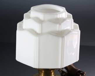 Art Deco Milk Glass Skyscraper Lamp Light Fixture 	12x8x8in	196216

