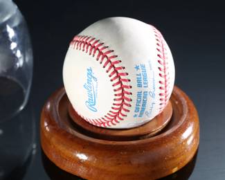 *Signed* Clete Boyer Autographed Baseball Auto in Case JSA	4in H x 4.25in Diameter  	199004
