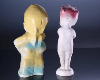 Lot of 2 Vintage Carnival Chalkware Kewpie Figures 		196159
