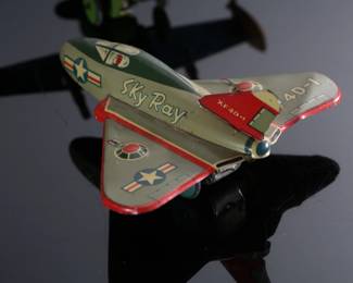 Lot of 2 Japanese Tin Litho Friction Toy Airplanes Plane Pair 		196144
