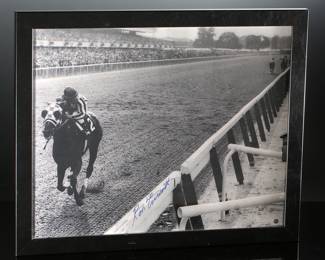*Signed* Ron Turcotte Secretariat Kentucky Derby Triple Crown Winner Framed Photo Autograph Horse Racing 	Frame: 18x22x0.75in	199013
