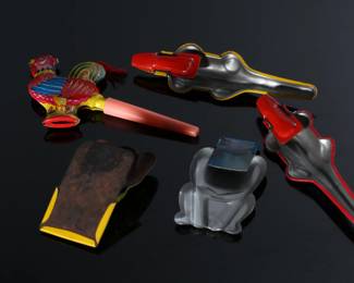 Lot of 5 Vintage Japan Tin Litho toy Noise Makers Clickers 	Frog: 1x1.8x3.1in	196212
