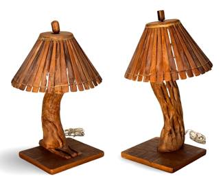 2pc Rustic Cactus Skeleton Lamps Artist Made Romero Saguaro Limb Vintage 	27x11.75x11.75in	196192
