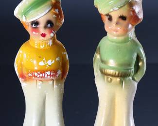Lot of 2 Vintage Carnival Chalkware Sailor Girls Women Figures 		196157
