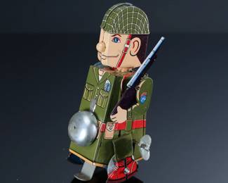 1950s Yonezawa Toys S.Y. Japanese Tin Litho Windup Toy Mechanical Soldier on Parade	6.5x3.15x3.5in	196070
