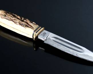 Vintage Henley & Co Othello Knife with Sheath Germany Fixed Blade Knife Stag Handle	Knife: 8.85in Blade: 4.9in 	199092
