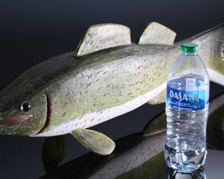 Carved Wood Folk Art Bass Fish 	8x5.5x24in 	196046
