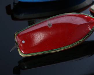 Lot of 3 Vintage Tin Litho Toy Boats Schuco 1015 LUcky Queen Japan 		196093
