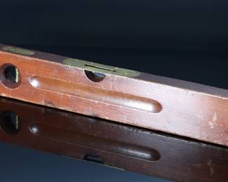 Antique 28in Stanley Rule & Level&nbsp;Brass & Wood Level #2  28.25x3.15x1.35in	199022
