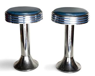 Lot of 2 Vintage Diner Ice Cream Parlor Stools Swivel Bar Stool Pair	22in H x 13in Diameter 	196243
