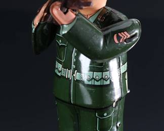 1950s Vintage Nomura TN TR-271 Tin Wind-up Litho Combat Toy Soldier Japan 6.25x2.75x3in	196120
