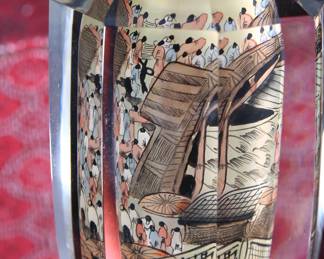 Antique Chinese Reverse Hand Painted Crystal Vase Bottle With Original Box - Signed J - “Village Scene” With Original Box	3 x 7.5 x 3 in	198013
