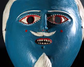 Vintage Juanegro Mexican Dance Mask Folk Art Blue	3.5x6.5x8in	196034
