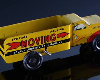 1950s Vintage Walt Reach Toy Courtland Wind-Up Moving Truck Tin Litho No. 1300	3x3x8.75in	196121
