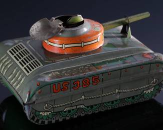 Vintage Japan Tin Litho Toy Tank Key Wind-up	2.5x3.25x5in	196127

