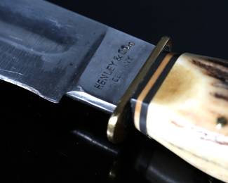 Vintage Henley & Co Othello Knife with Sheath Germany Fixed Blade Knife Stag Handle	Knife: 8.85in Blade: 4.9in 	199092
