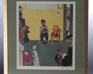 *Signed* Jim Davis Garfield The Veterinarian Norman Rockwell Litho Framed Art Lithograph  	Frame: 21.25x18.75x0.75in	199073
