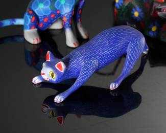 Lot of 6 Vintage Cats/Tigers/Animals Mexican Folk Art Oaxaca Wood Carving		196214
