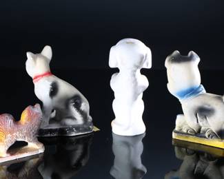 Lot of 4 Vintage Carnival Chalkware Dog Figures 		196087
