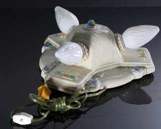 Antique Porcelier Porcelain Light Fixture 3 bulb	4x10x10in	196198
