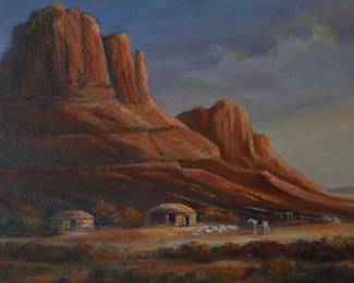 *Original* Rolland Price “Navajo Country” Desert Landscape Painting Art	Board:24x18<BR>Frame:25x31.25x2.5in	199171
