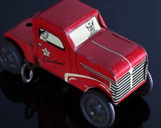 Vintage Walt Reach Toy Courtland Wind-Up Red Truck Tin Litho no bed	3x2.75x5.25in	196130
