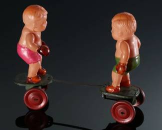Vintage Japan Celluloid Boxers Fighting Babies Toy #2	5x6.5x2in	196155
