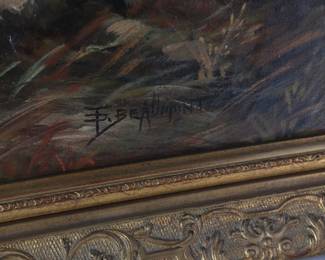 *Original* Antique Oil Painting Hunting Dogs Frederick Samuel Beaumont Art Setters	Canvas:30x20in<BR>Frame:26x35x2.5in	199172
