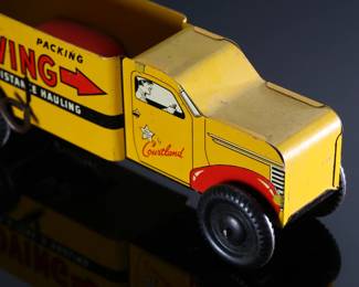 1950s Vintage Walt Reach Toy Courtland Wind-Up Moving Truck Tin Litho No. 1300	3x3x8.75in	196121
