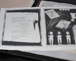 John L. Risseeuw A Dance of Death Art Portfolio 19 Prints in binder Sidney Chafetz, Warrington Colescott, Antonio Frasconi	21.5x17x1.25in	196040
