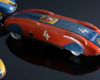 Lot of 3 Vintage Huki Made in US Zone German Tin Litho Toy Cars Key Windup 	1.5x2x6.25in 	196090
