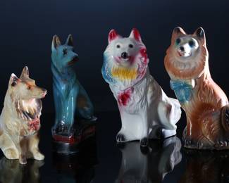 Lot of 4 Vintage Carnival Chalkware Dog Figures Shepard Collie		196084
