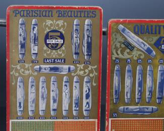 Lot of 2 Vintage Punchboards Gambling Punch Boards Knife Advertising Quality Knives & Parisian Beauties 		196012
