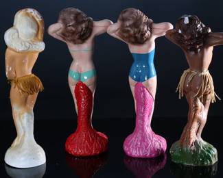 Lot of 4 Vintage Carnival Chalkware Bathing Beauties Figures  		196083
