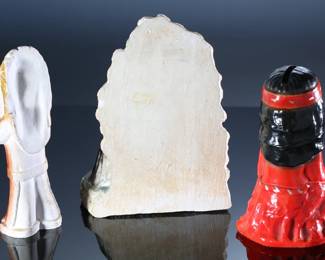 Lot of 3 Vintage Native American Indian Carnival Chalkware Figure Statues 	Tamaiowa 9.5x7x4.5 in - Indian girl 8x5x5 in - Indian boy 9x3x2.5 in 	198045
